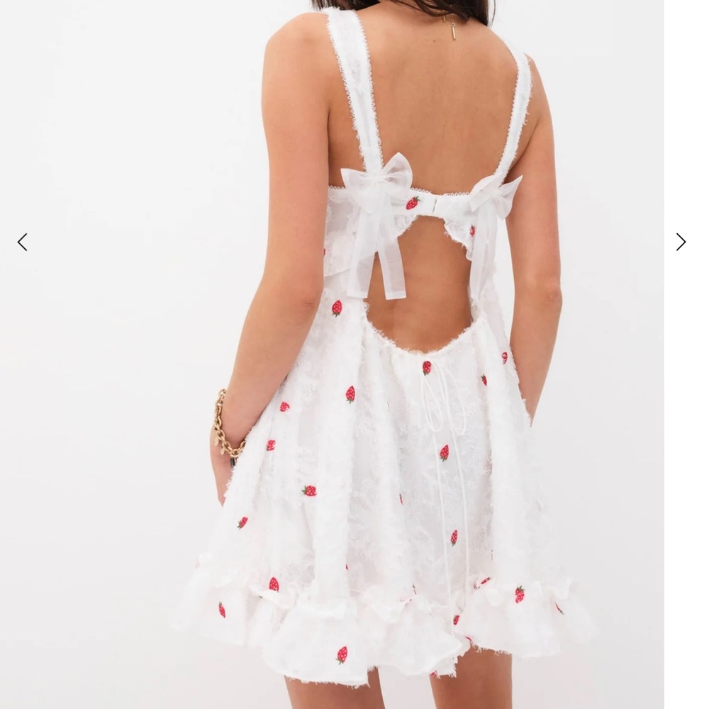 NEW For Love and lemons Tesoro Mini Dress size M, White and red - Picture 3 of 6